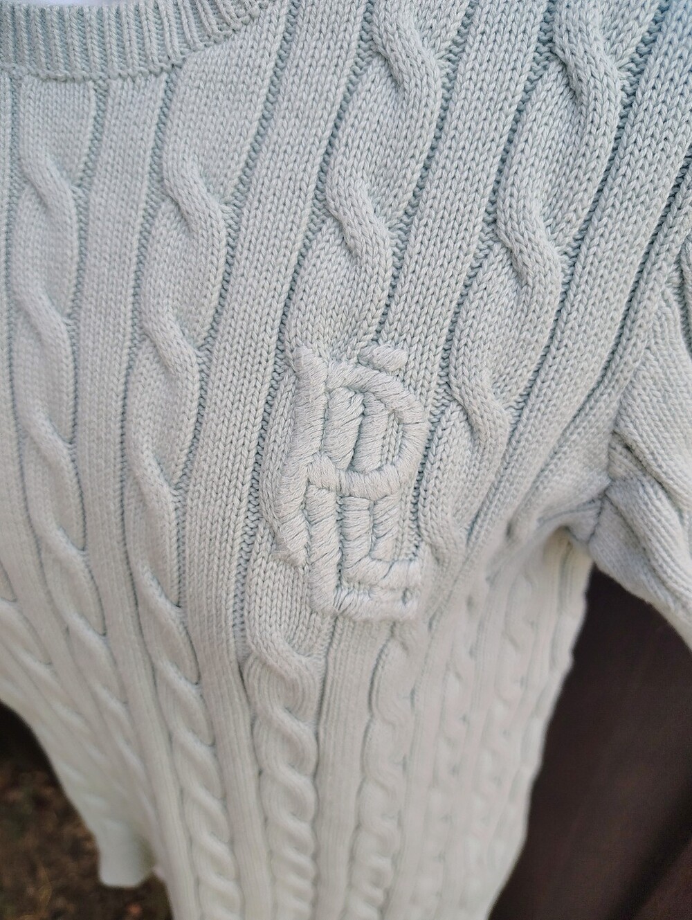 Polo Ralph Lauren Seafoam Green Cable Knit Short Sleeve Sweater